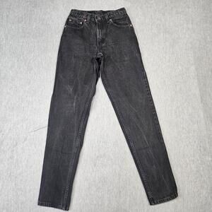 Vintage Levis Jeans Womens 5 LONG (26x32) 550 Relaxed Tapered Black Made USA 90s